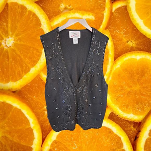 SML Sport Black‎ Rhinestone Patterned Vest Size Medium